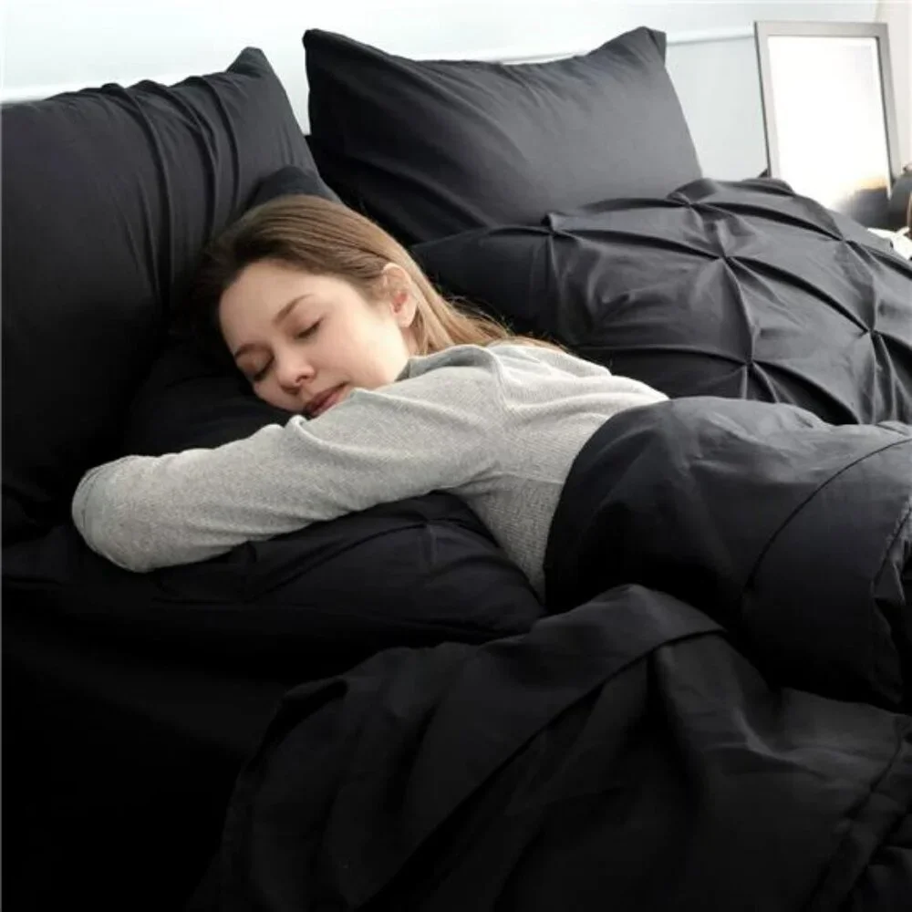 Bedsure Queen Comforter Set Black 7 Piece Bed in a Bag with Sheets Shams